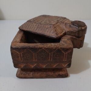 Antique Indian Traditional Hand Carved Wooden Spice Box